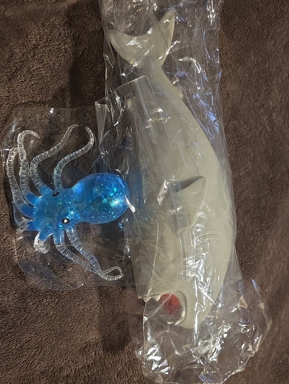 Jumbo 12" Shark & Blue Glitter Octopus Squishy Toy Bundle | 1.5+ lbs Sensory Set